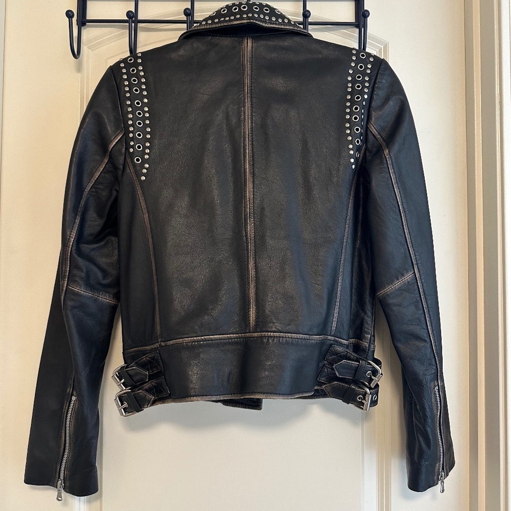Bagatelle NYC Asymmetrical Studded Genuine Soft Leather Moto Jacket Size S - Picture 7 of 17